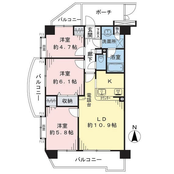 クリオ武蔵新城伍番館(3LDK) 11階の内観