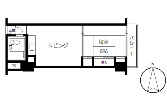 熱海パークマンション(1LDK) 3階の間取り図