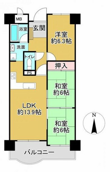 和泉鶴山台アーバンコンフォート(3LDK) 10階の間取り図