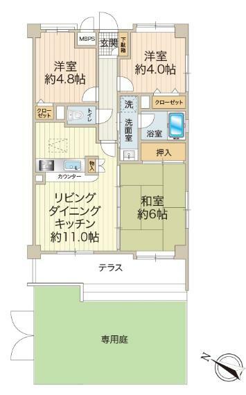 ライオンズマンション京王南大沢(3LDK) 2階の間取り図