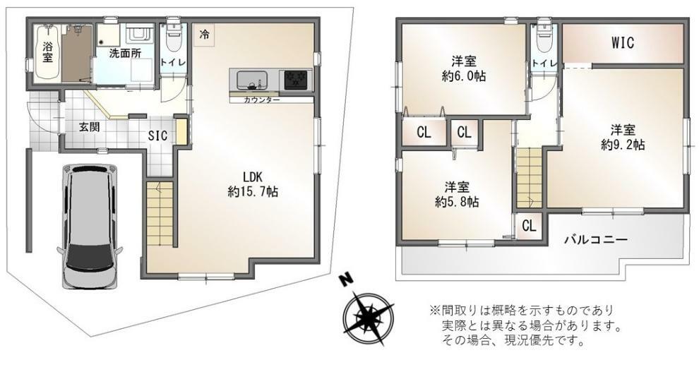 3LDK、土地面積79.26m2、建物面積99.22m2<BR/>WIC・SIC等、収納豊富な間取りです！<BR/><BR/>■場所の詳細はお気軽に当社までお問い合わせください