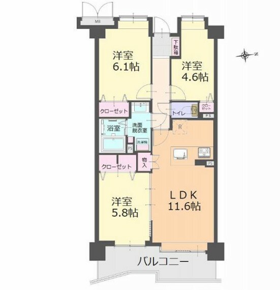 ■各室に収納を備えた14階の3LDK