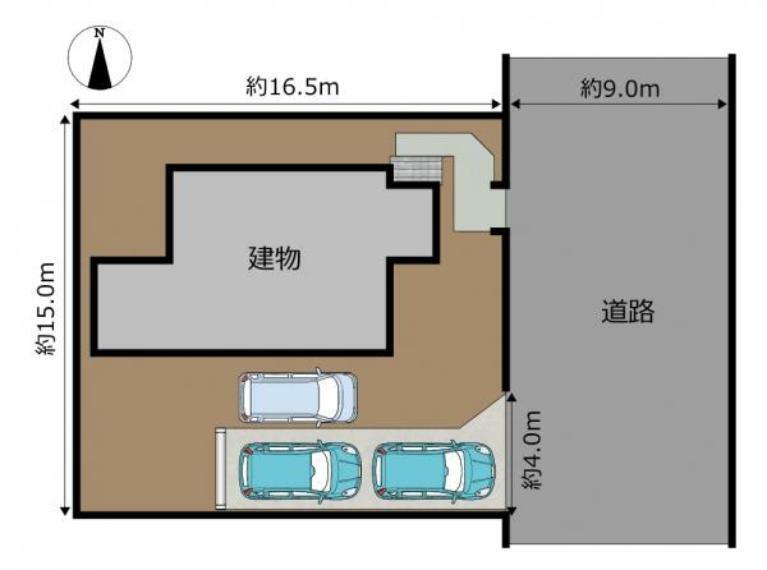 【区画図】駐車スペースは拡張し、普通車・軽自動車含め3台以上駐車可能となりました。