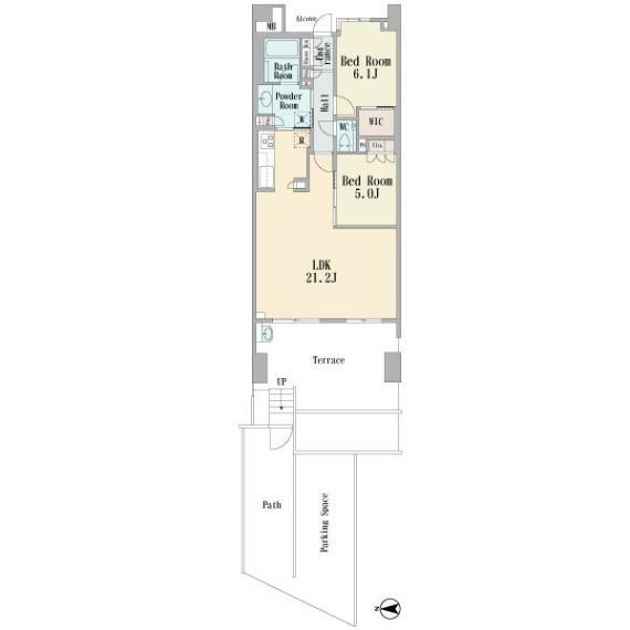 ブランズ市が尾ヒルトップ(2LDK) 1階の間取り図