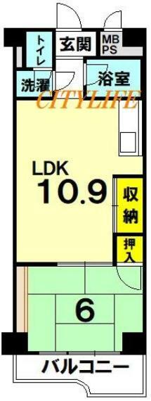 西賀茂ハイツ(1LDK) 2階の内観