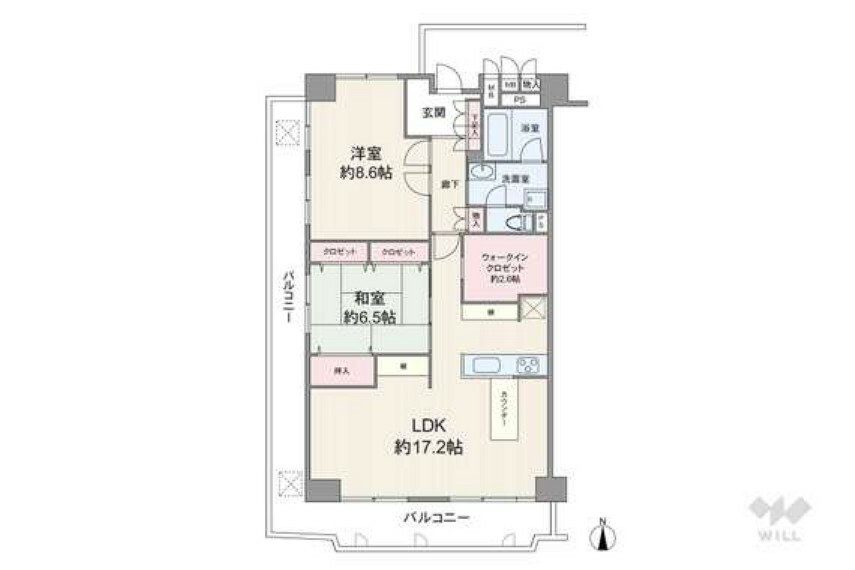 サニーハウス茨木(2LDK) 4階の間取り図