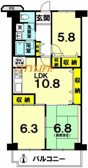 コープ野村京都南(3LDK) 2階の間取り図