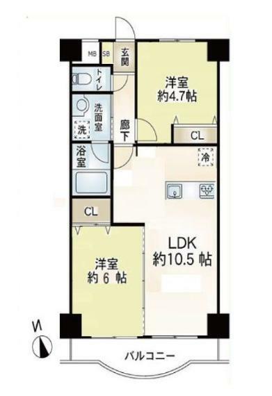 横浜阪東橋ガーデンハウス(2LDK) 1階の間取り図