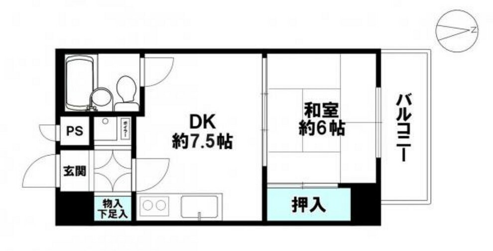 ライオンズマンション平岸第5(1DK) 1階の間取り図