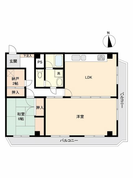 中通レンガマンション(2LDK) 8階の間取り図