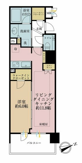 ジオ四谷三栄町(1LDK) 2階の間取り図