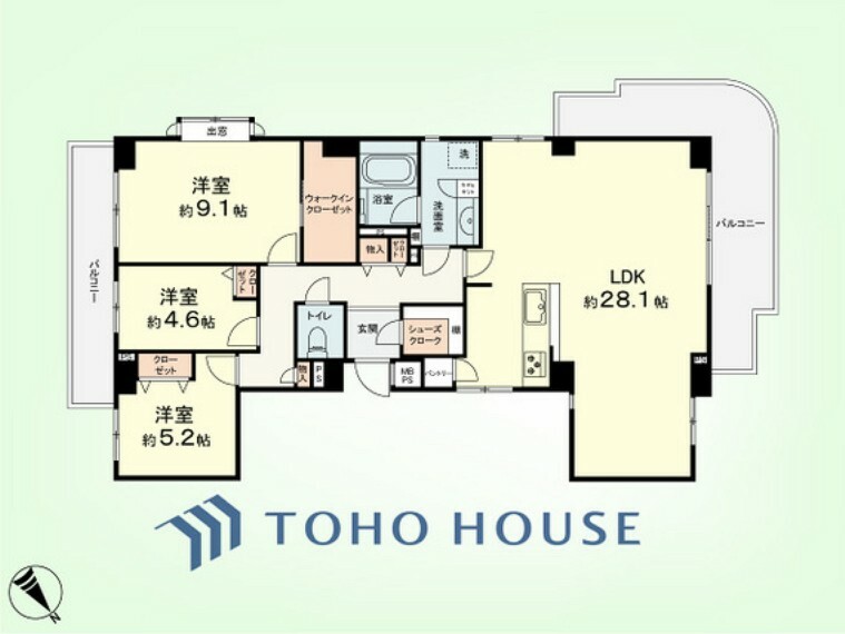 ザ・ヴィスタ妙蓮寺(3LDK) 5階の間取り図