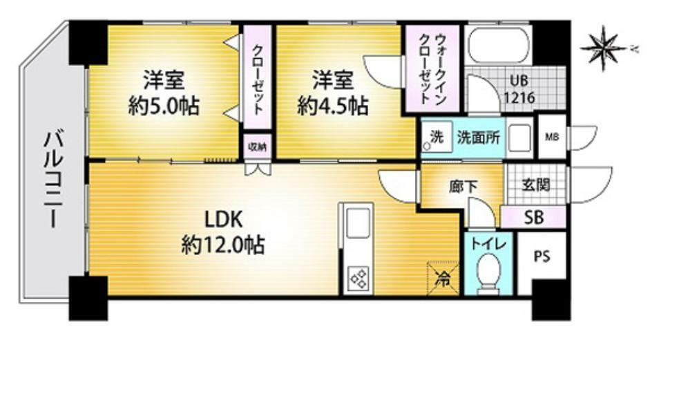 練馬サマリヤマンション(2LDK) 6階の間取り図