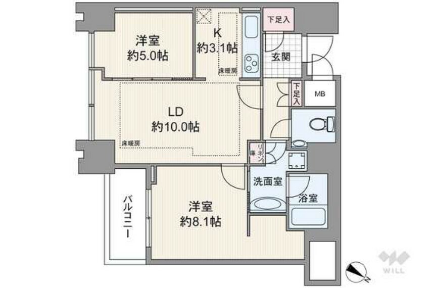 ザ六本木東京クラブレジデンス(2LDK) 13階の間取り図
