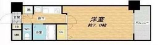 プレサンス心斎橋タイミックス(1K) 12階の間取り図