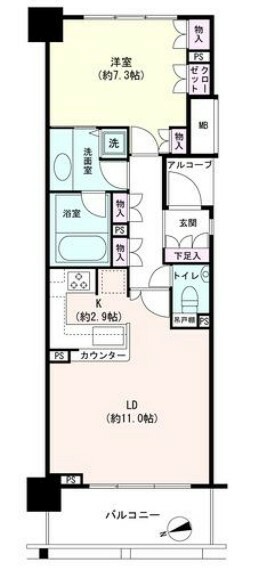 神楽坂アインスタワー(1LDK) 8階の間取り図