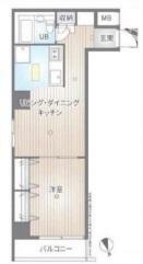 ライオンズマンション新富町第弐(1LDK) 6階の間取り図