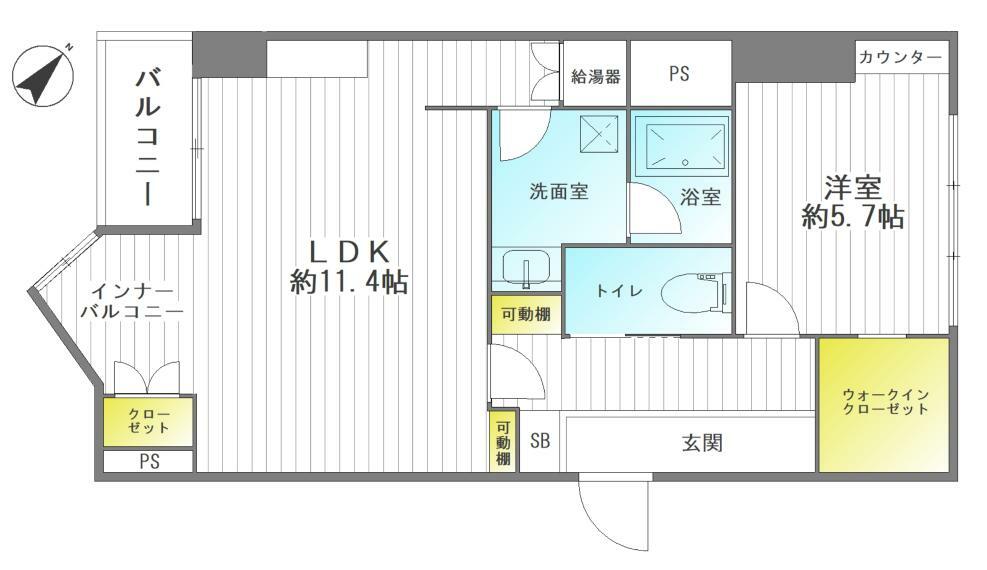 広瀬ニューライフ(1LDK) 10階の間取り図