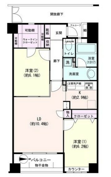 アートコート菊川(2LDK) 3階の間取り図