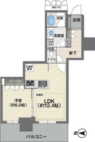ローレルタワー堺筋本町(1LDK) 9階の間取り図