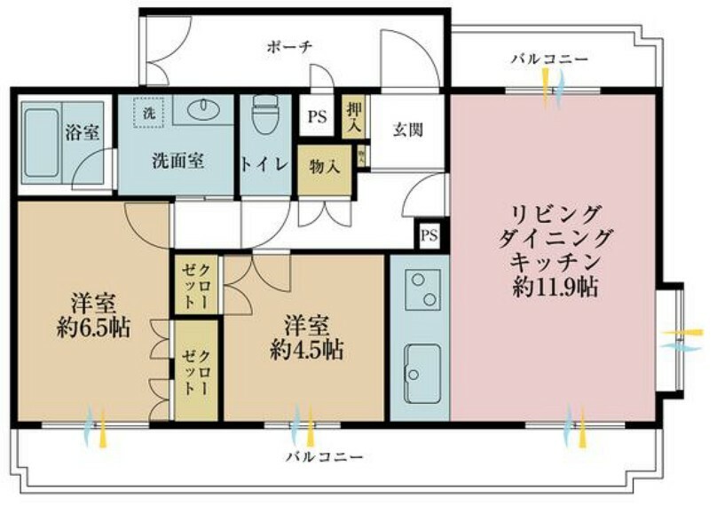 リーラ文京本駒込(2LDK) 11階の間取り図
