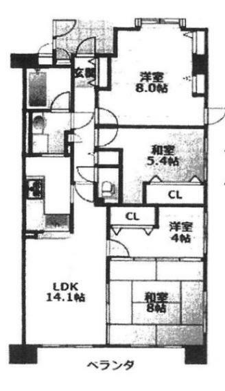 ユニライフ三国ヶ丘(4LDK) 4階の間取り図