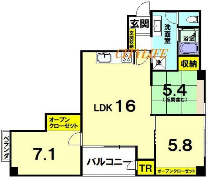 賀陽コーポラス(3LDK) 11階の間取り図