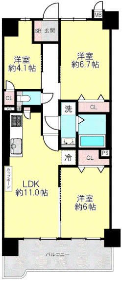 ライオンズマンション北梅田(2LDK) 9階の内観