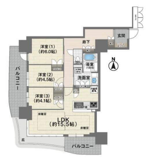 ローレルタワー堺筋本町(3LDK) 18階の間取り図