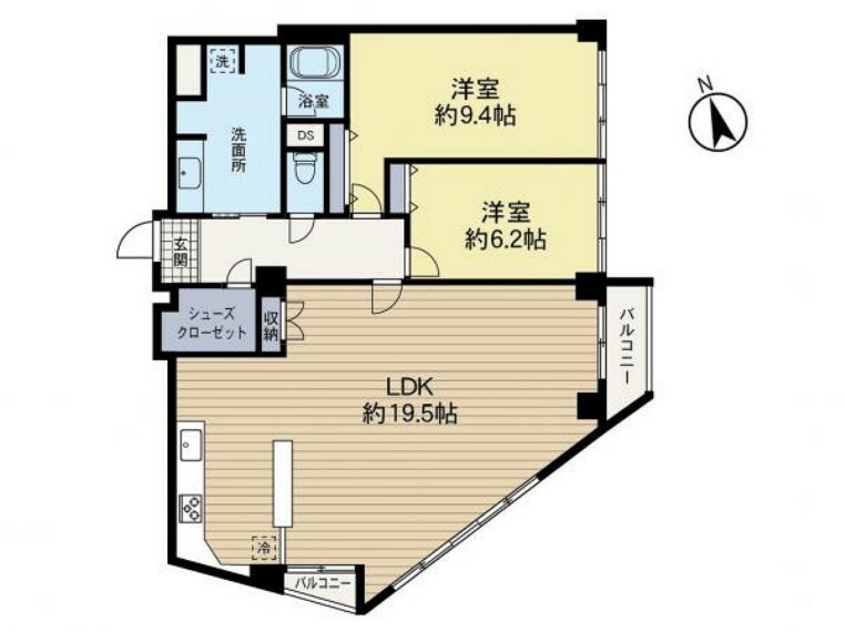 調布センタービルマンション(2LDK) 5階の間取り図