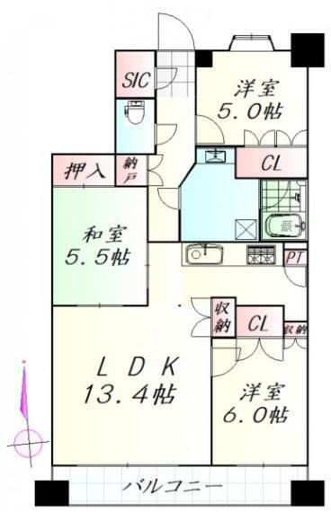 セレーノ富沢ウィンテージ(3LDK) 7階の内観