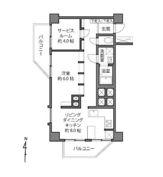 小豆沢ローズハイム(1LDK) 6階の間取り図