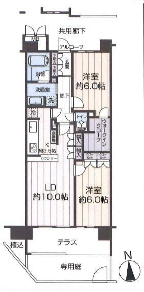 サンクレイドル湘南平塚弐番館(2LDK) 1階の間取り図