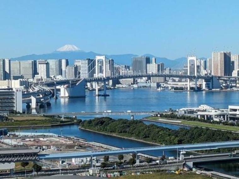 南西・北西角住戸。24階・東京タワー・レインボーブリッジ・富士山を望む眺望です。