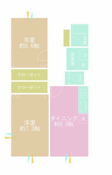 パイロットハウス北新宿(2LDK) 3階の間取り図