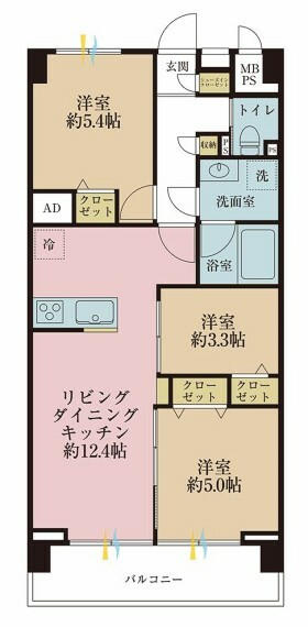 日商岩井綾瀬マンション(3LDK) 10階の間取り図