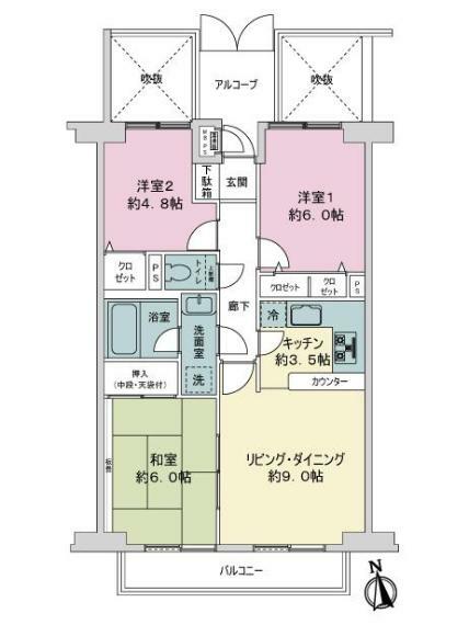 コスモ堀切菖蒲園(3LDK) 8階の内観