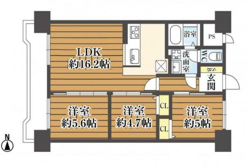 プライムハイツ新大阪(3LDK) 5階の間取り図