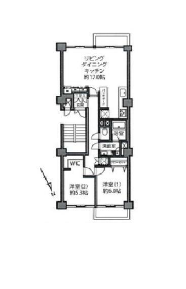 日生住宅目黒マンション(2LDK) 4階の間取り図