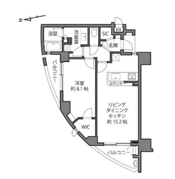 ルイシャトレ世田谷グランディア(1LDK) 4階の間取り図