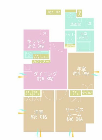 マイキャッスル川崎(2LDK) 5階の間取り図