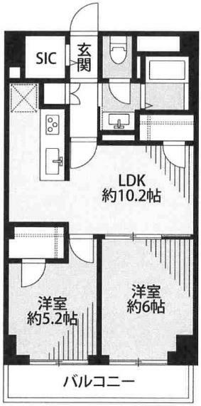 朝潮コーポ(2LDK) 11階の間取り図