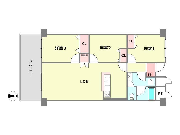 サンハイツ武庫之荘1号棟(3LDK) 11階の間取り図