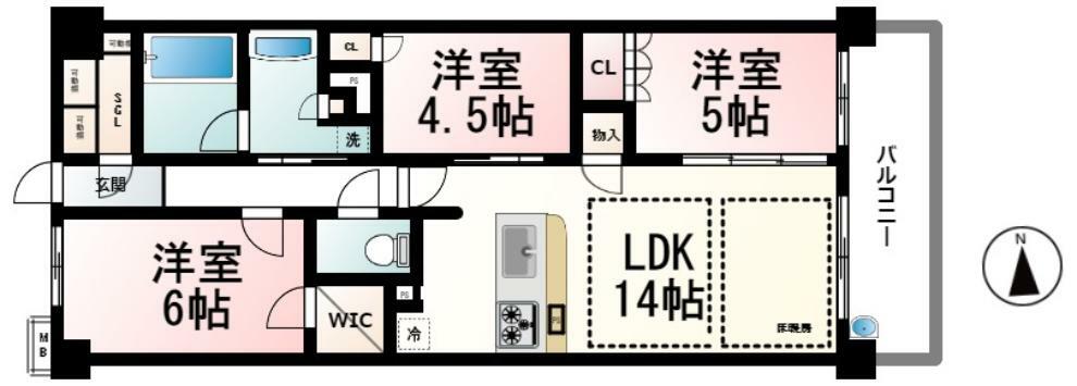 プレサンスロジェ大津瀬田レイクフロント(3LDK) 2階の間取り図