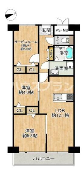 全居室収納付きの2SLDK。リビングに隣接した洋室は居室として、リビングの延長として、 また来客スペースとしてなどと用途多様です。
