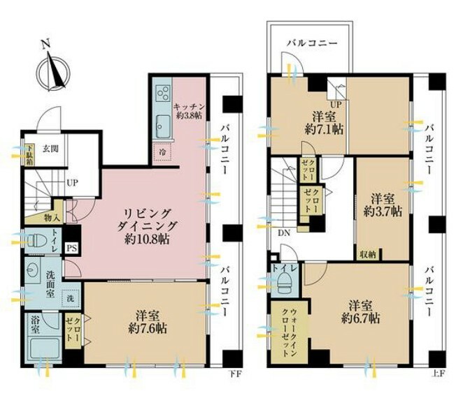 エル・アルカサル尾久(4LDK) 6階の間取り図