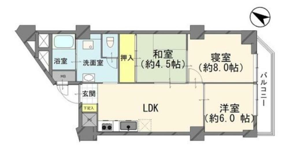 西川口ファミリーマンション(3LDK) 2階の間取り図