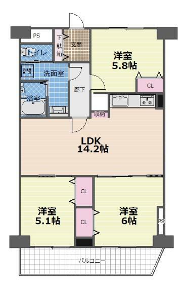 平針西住宅弐号棟(3LDK) 2階の内観