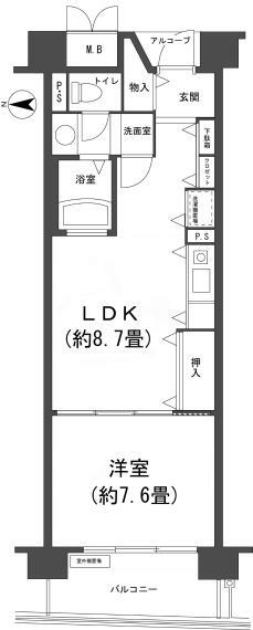 パシフィックビスタII(1LDK) 4階の間取り図