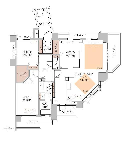 ファミール・グラン岡崎東山荘(3LDK) 4階の間取り図